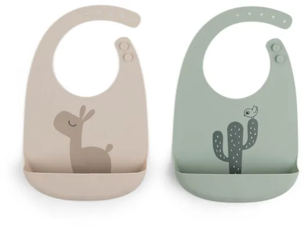 Silicone bib 2 pcs - lalee sand/green